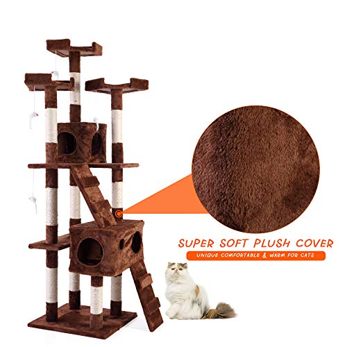JAXPETY 67 Inches MultiLevel Cat Tree Tower Stand, Kitten Play House