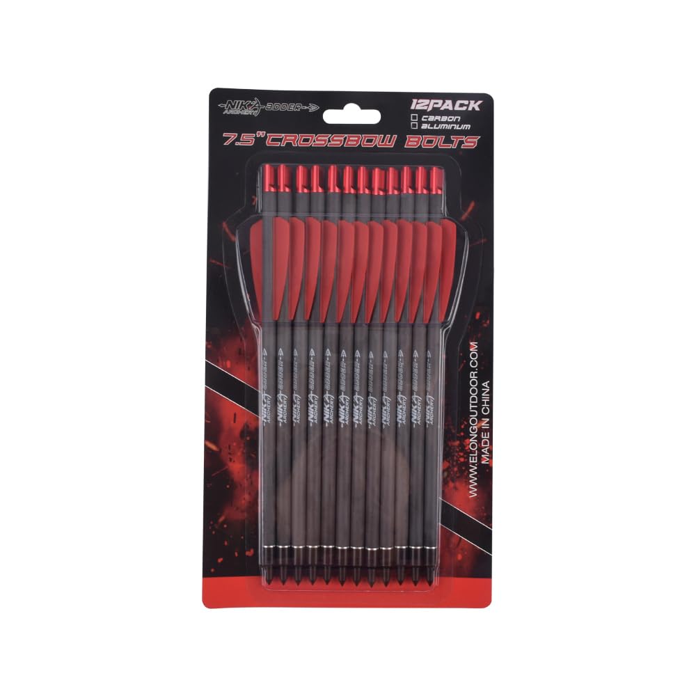 12x 7.5inch R9 Crossbow Bolts Arrows Carbon Arrow with Point Tips for Hunting Shooting Targeting