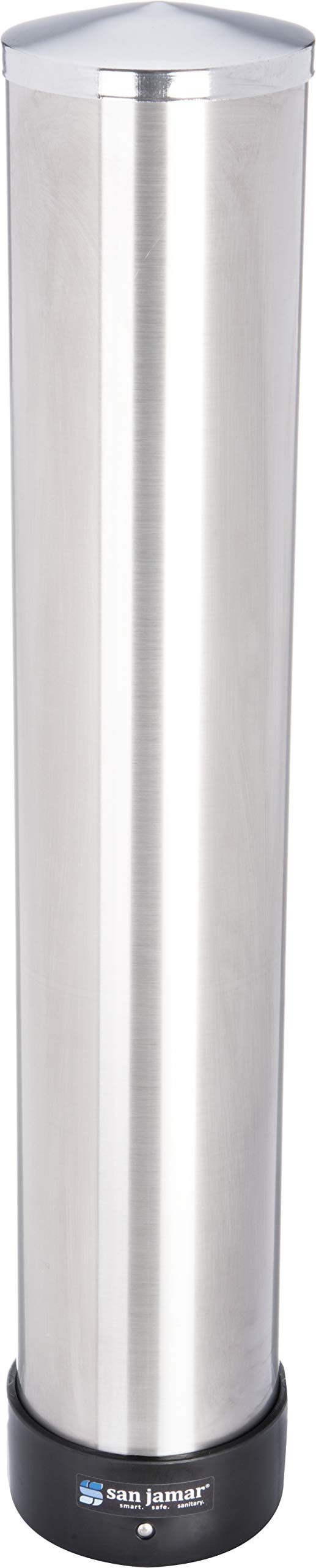 San Jamar C3400P Stainless Steel Pull-Type Beverage Cup Dispenser, 350-710 ml Cup Size, 597 mm Tube Length, 70-98 mm Rim Diameter