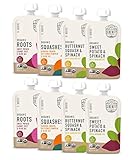 Serenity Kids Baby Food, Organic Savory Veggies Variety Pack with Organic Roots, Sweet Potato, Squashes and Butternut with Spinach, For 6+ Months, 3.5 Ounce Pouch (8 Pack)