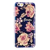 Urberry Iphone 6s Case, Iphone 6 Slim Back Cover, Transparent Rose Print Case for 4.7 Inch Iphone 6/6s with a Screen Protector (C)