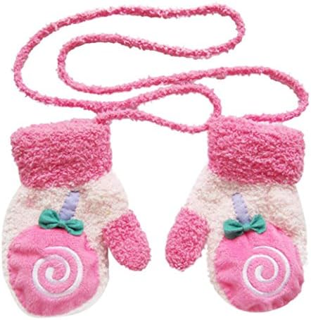 Feteso Christmas Toddlers Baby Girls Boys Winter Warm Fleece Velvet Gloves Mittens with String