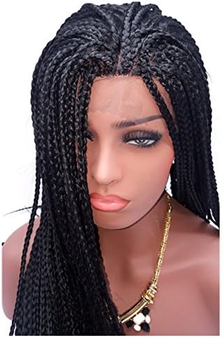 HonorHair Natural Heat Resistant Fiber Braided Synthetic Lace Front Wigs Hand-made Braids Hair wig for Women (28")