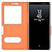 Samsung Galaxy Note 8 Case, Genuine Leather Ultra Thin Shockproof Samsung Galaxy Note 8 Cover Flip Case Window View Stand Feature Magnet Closure Phone Case for Samsung Galaxy Note 8 (Orange)