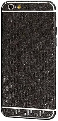 FAS1 New Version Carbon Fibre Crystal Diamond Sparkling Body Bling Glitter Sticker Skin Film Case For Apple iPhone 6/6S Plus 5.5" (Black)