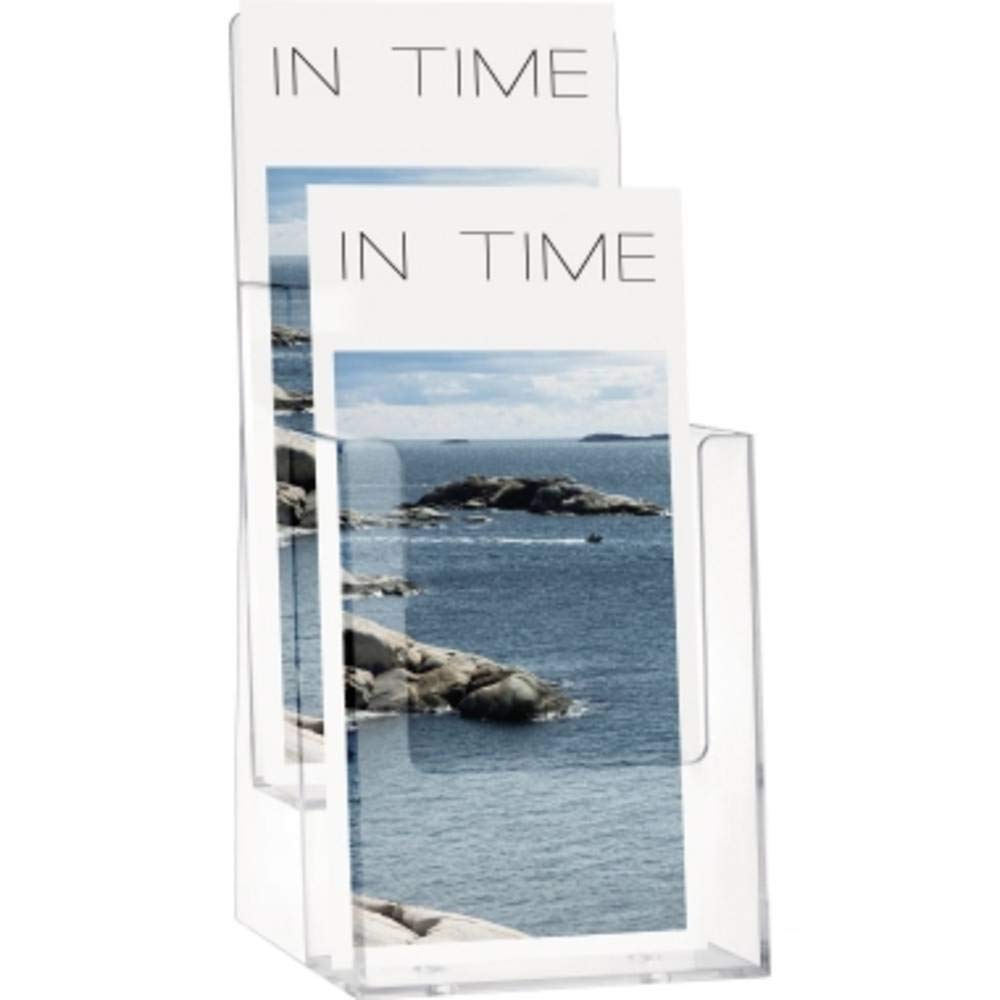 helit H2351502 – Table Brochure Holder, 2 Pockets for 1-3 DIN A4 Portrait Clear