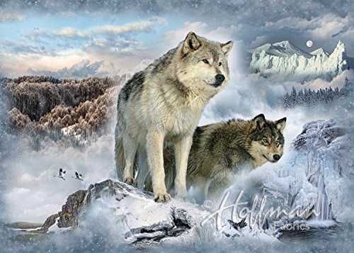 Wolves / Glacier Fabric Panel - Call of the Wild Digital Print - 31" x 44" - 100% Cotton Quilt Fabric