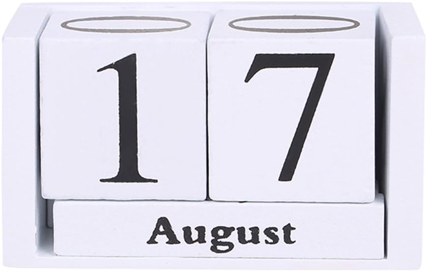 ROKOO Vintage Wooden Perpetual Desk Calendar Block Planner Permanent Desktop Organizer DIY Agenda