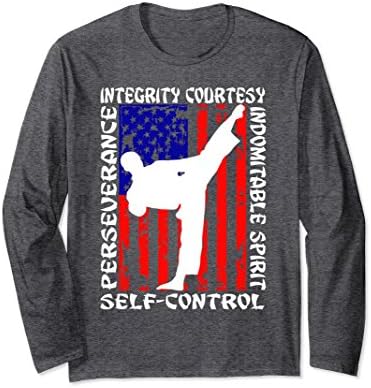 Unisex Martial Arts Long Sleeve Taekwondo Shirt 5 Tenets Taekwon-do Small Dark Heather