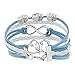 SKYPIA Leather Wrap Bracelets Girls Double Hearts Infinity Rope Wristband Bracelets (Blue)