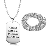 Stainless Steel Dogtag Pendant Necklace Engraved Inspirational Quote 20&30 inches ¡­
