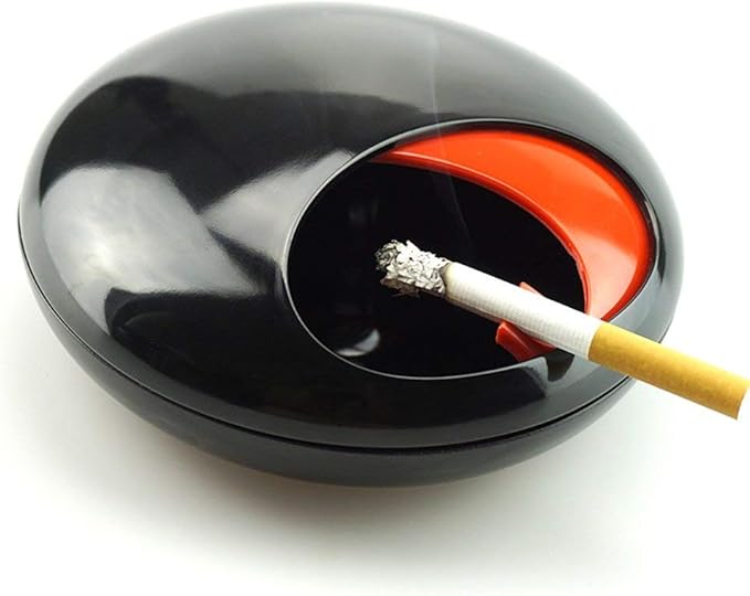 Posacenere Girevole KeYou - Cromo/Nero, Diametro 14 Cm, Moderno E Facile Da Pulire - Foto 5