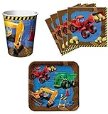 Trucks Under Construction Birthday Party Supplies Set Plates Napkins Cups Kit for 16 by Paper Art