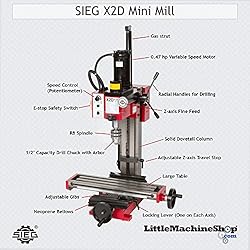 SIEG Mini Mill X2D - 350 Watt Variable Speed