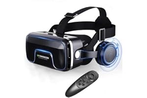 Upgrade 3D Virtual Reality VR Headset for iPhone and Android with Remote Controller, VR Glasses with Blue Lights for VR Games