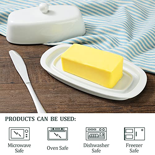 Yedio Porcelain Butter Dish with Lid, 8 inches Butter Holder, Perfect