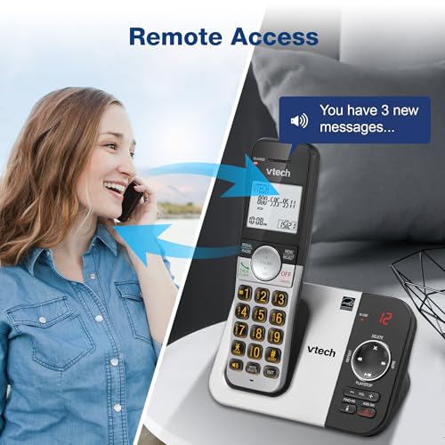 VTECH 3-HANDSET CORDLESS PHONE WITH ANSWERING MACHINE, WITH LARGE DISPLAY AND BIG BUTTONS CALLER ID, FULL-DUPLEX SPEAKERPHONE, LAST 10 NUMBER REDIAL, EASY TO USE VG232-3