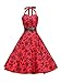 Red 40s 50s Halter Flock Black Tattoo Rockabilly Party Prom Dress