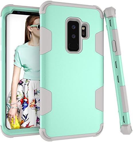 Galaxy S9 Plus Case, Daker Three Layer Full Body Heavy Duty [PC+TPU+PC] Hybrid Sturdy Anti-Shock Cover High Impact Drop Resistant Protective Case for Samsung Galaxy S9 Plus 6.2 inch 2018 (Mint Grey)