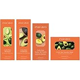 Eva + Avo Curly Hair Kit with Avocado Shampoo, Conditioner, Leave In Cream and Nutritive Mask for Hydration, Softness and Natural Curl Definition