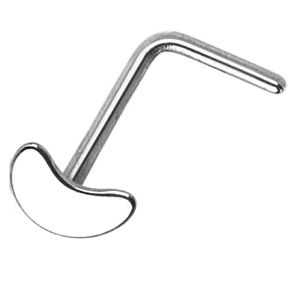 PiercedOff 316L Surgical Steel L Bend Nose Stud with Crescent Moon Head - Thickness 20GA (0.8mm) / Length 6mm / Crescent Moon Size 4mm
