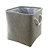TheWarmHome Decorative Basket Rectangular Fabric Storage Bin Organizer Basket with Handles for Clothes Storage (Grey, 13L×13W×13H)