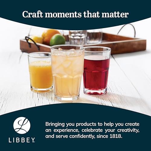 Libbey Boston Tumbler, Rocks, and Juice Glasses, 18 Piece Classic Stackable Glass Cups Set, Versatile, Kitchen Drinking Glasses Set for Everyday Use
