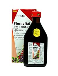 Floravital Suplemento de hierro líquido + hierbas de 23 onzas XL – sin desorden y gluten – no se constiga
