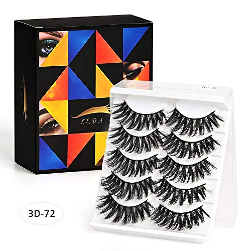 ELDA 15 Pairs 3D Faux Mink lashes Handmade False Eyelashes Natural Fluffy Fake Eyelashes Dramatic Long Eyelashes Soft Reusable Lashes Pack for Makeup Eyelashes Extension