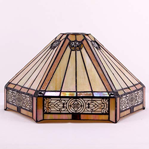 WERFACTORY Tiffany Lamp Shade Replacement 12X10X6 Inch Yellow Hexagon