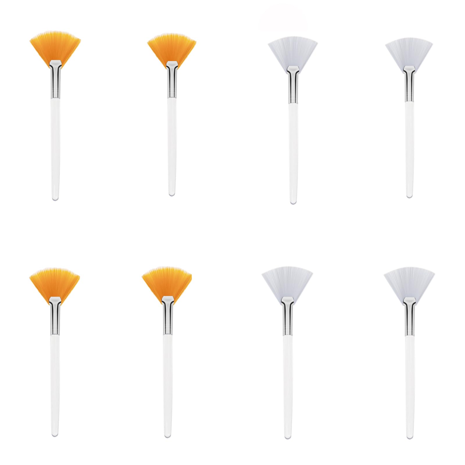 8 Pieces Soft Face Brush for Applying Face Mask, Makeup (White, Orange)