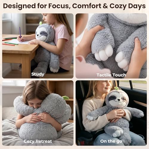 Mewaii Weighted Sloth Teddy Plush, 1.5KG Weighted Stuffed Animal 53CM Pillow for Kids, Soft Weighted Comfort & Cozy Plush Toy Sloth Gifts for Women Girls Adults