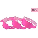 Plastic Wide Face Wristbands for Events - Vinyl Wristbands of Party by Fivepeans(Neon Pink, 100)