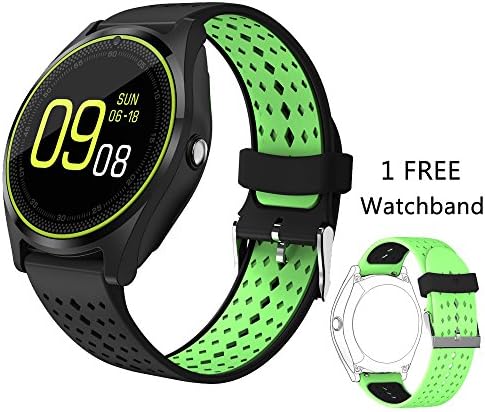 Smart Watch, DICEKOO V9 Bluetooth Smartwatch Touchscreen with Camera, Smartphones Support SIM/TF Card Insert with Health Management for Android Samsung iOS iPhone 7 Plus 6s Men Women Kids Boys (Green)
