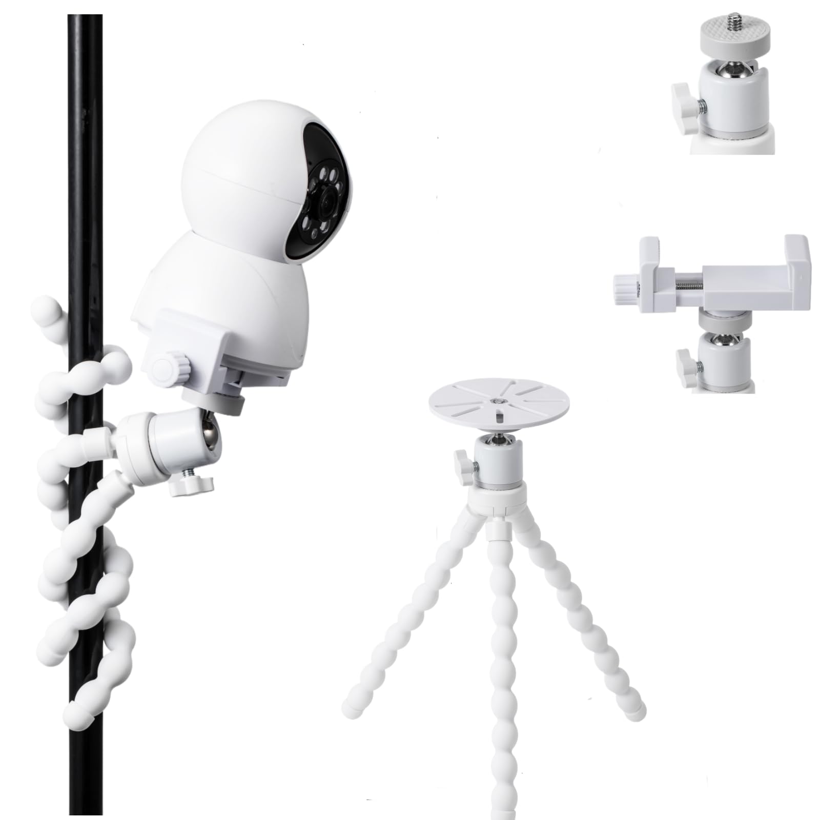 Photo 1 of 2Pack No Drill Security Cameras Mount,360 Degree Rotating 1/4" Swivel Mini Ball Head Mount ,Flexibl Wall Pole Stand Compatible with Universal Baby Monitor/Security Cameras