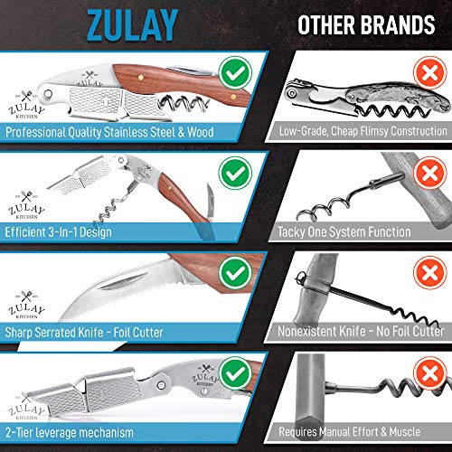 Zulay Professional Waiter’s Corkscrew Bottle Opener 3in1 Wine Key