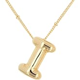 DIOWUS Bubble Letter Necklace For Women,Dainty Balloon Initial Necklaces 18k Gold Plated Chain Pendant Alphabet Necklaces For Girlfriend Charm Simple Gift Jewelry
