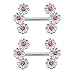 Nipplerings Piercing Women Men Sexy Flower CZ 316L Stainless Steel for Women Piercing Jewelry (Pink 13mm)