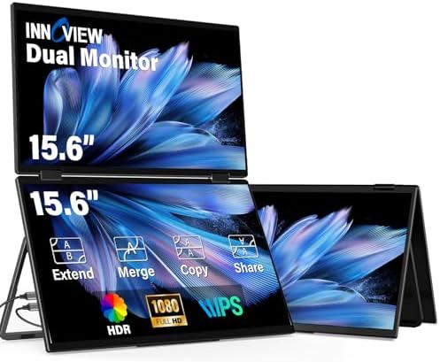 Extendable Display Inn View InnoView 15.6 Dual Portable Monitor 1920x1080P FHD 315°Adjustable Dual ...