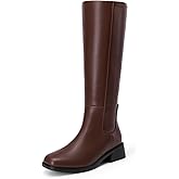 DREAM PAIRS Women's Knee High Boots Square Toe Low Block Heel Casual Comfort Riding Long Boots with Side Zipper