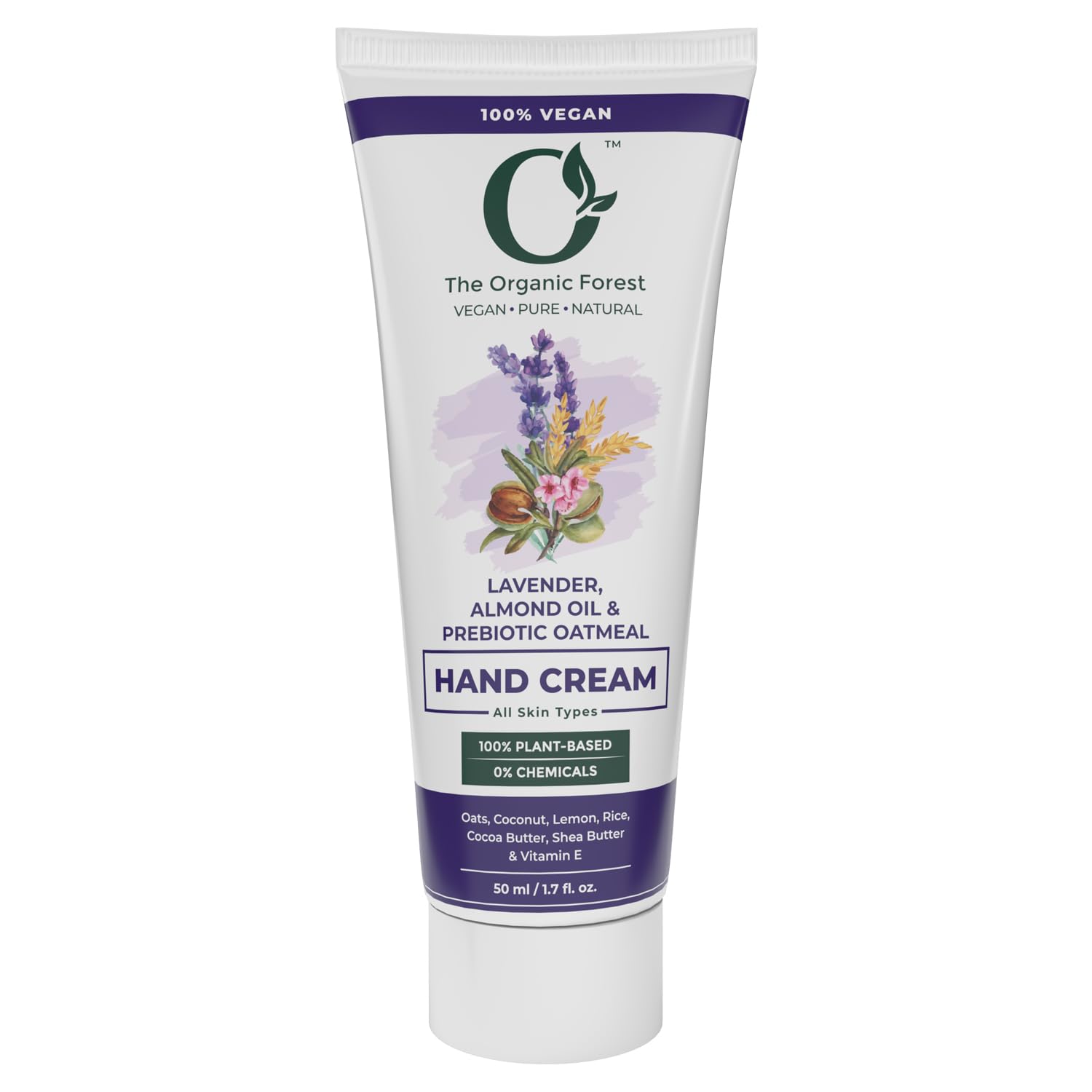 Plant Based Prebiotic Oatmeal, Cocoa Butter & Almond Oil Hand Cream for Dry Hands - Travel Friendly Moisturiser for Men & Women