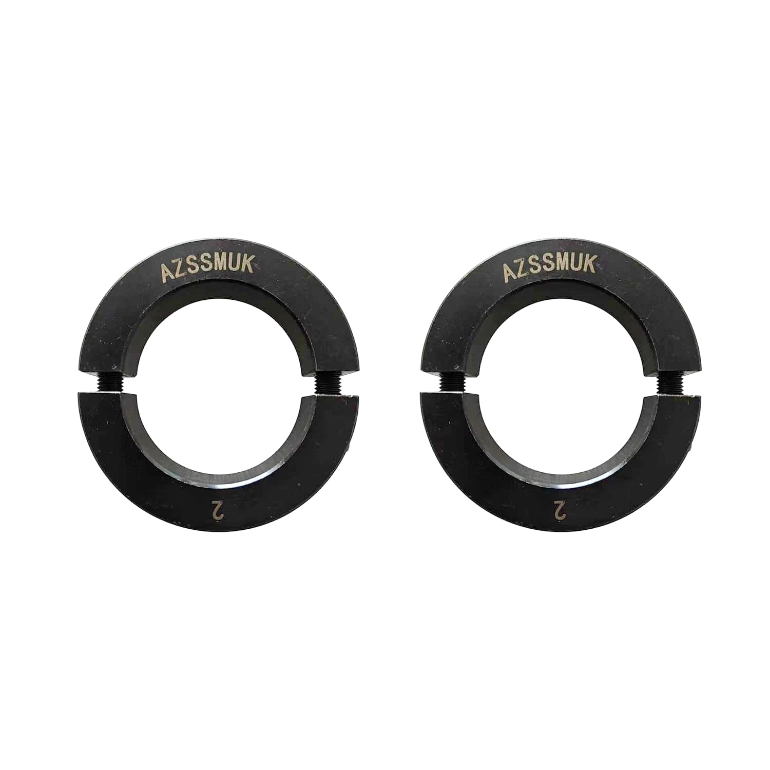 Photo 1 of AZSSMUK Shaft Collar Bore 2'' Double Split Black Oxide Set Screw Durable Shaft Collars Suitable for Machinery and Industrial Use 2 Piece