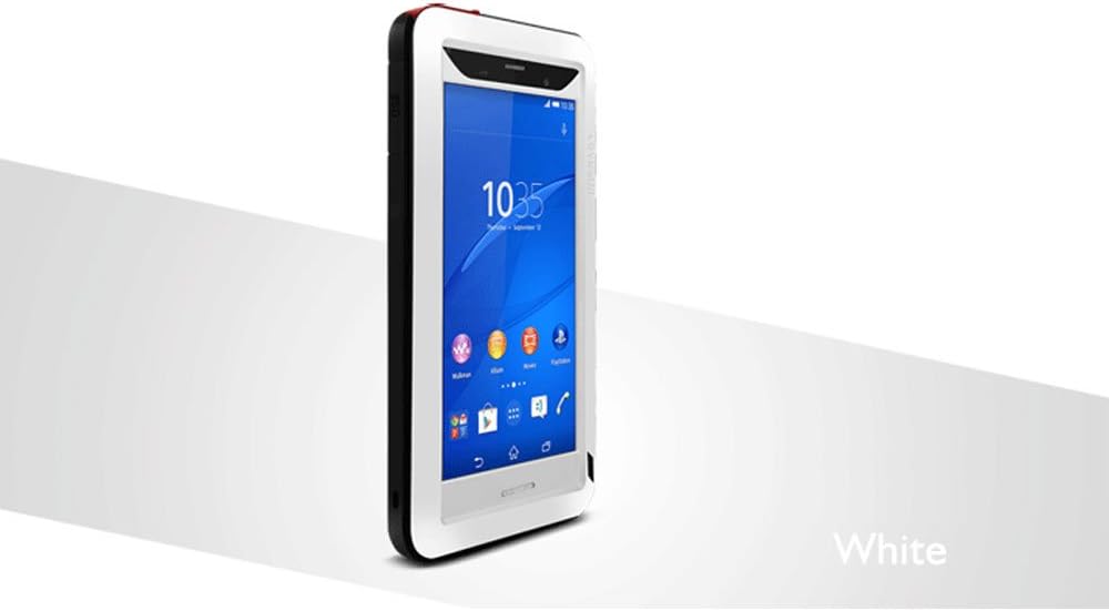 LOVE MEI Cover for Sony Xperia Z3, Waterproof Shockproof Aluminum Metal Case with Gorilla Glass Screen Protector White