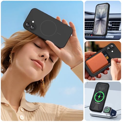 Miracase Magnetic for iPhone 17 Case, Compatible with MagSafe, Integrated Silicone Camera Control Cover, 3.0mm Thicken Shockproof Drop Protection Phone Case for 17,Black