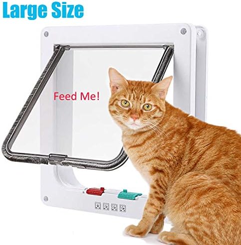 Rester 4 ways Locking Magnetic Smart Pet Door,Cat Flap Door For Interior and Exterior Use(Large Size,White)