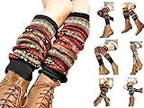 Leg Warmer, V28 Women Ladies Girl Fashion Winter Bohemian Boho Knit Crochet Long