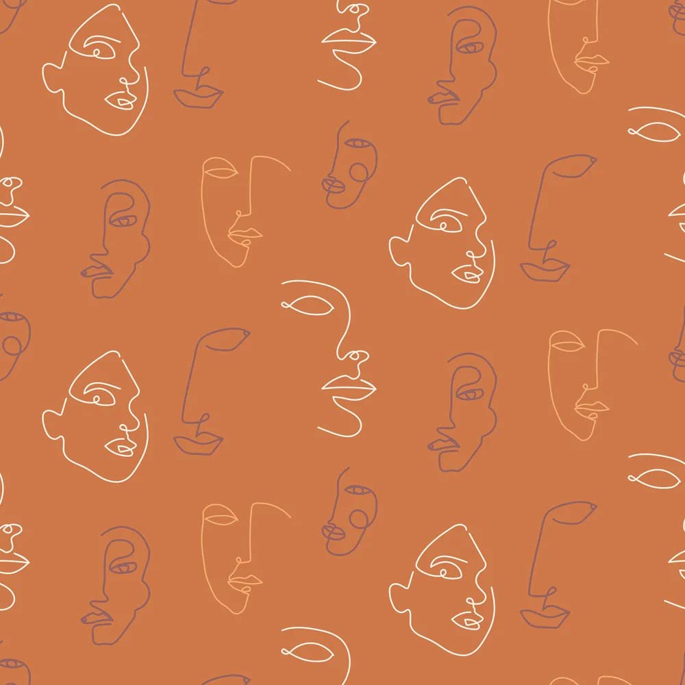 furn. Kindred Abstract Faces Printed Wallpaper, Terracotta/Coral