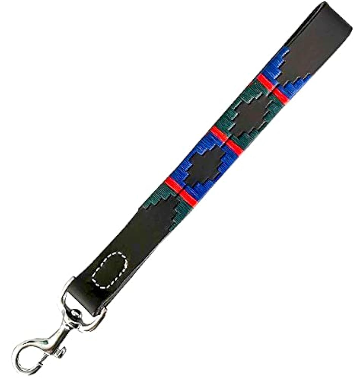 Carlos Diaz Genuine Leather Waxed Embroidered Polo Dog Leash Walking Training Short Traffic Lead With Looped Handle