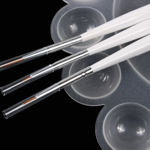 So Beauty Dappen Dish Paint Palette Plate with 3pcs Nail Brush Pens