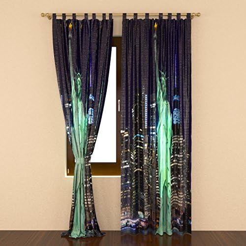 FESTAPRINT 100% Polyester Statue of Liberty at Night Background Themed Blackout Room Darkening Curtains Window Panel Drape for Home Decor